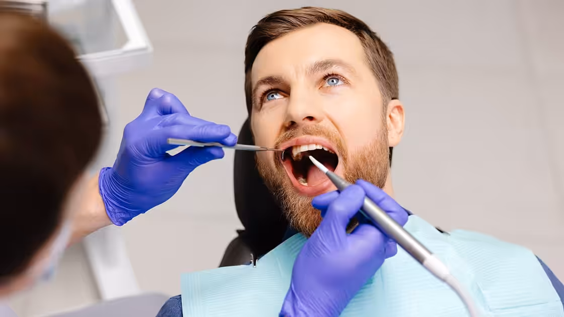Man in a dental procedure